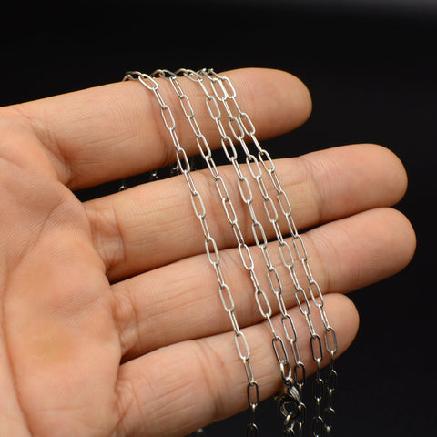 Stainless Steel PaperClip Necklace for Women Men, Paper Clip Chain Gold Silver, Rectangle Link Chain for Jewelry Making