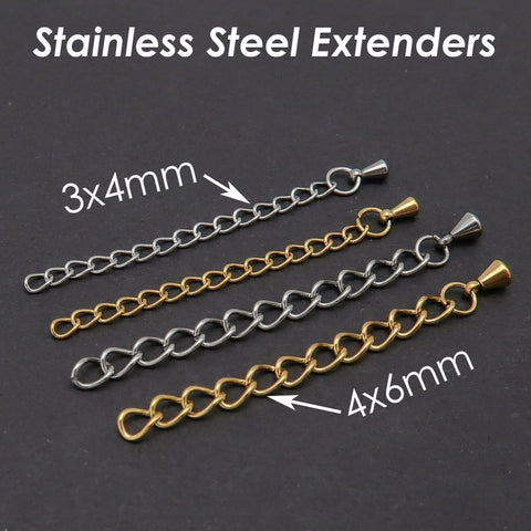 Stainless Steel Extender Chain Bulk Wholesale, Extension Chain Gold Silver Chain Extenders for Necklace Bracelet Jewelry Making