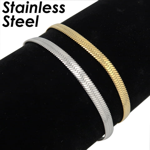 Herringbone Bracelet Gold Silver, Wholesale Stainless Steel Snake Bracelet for Women Men, Flat Snake Chain for Jewelry Making