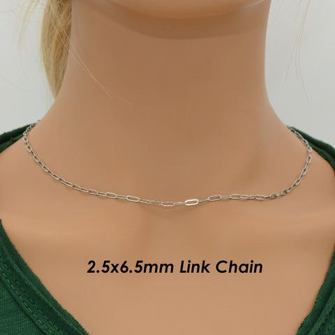 Stainless Steel PaperClip Necklace for Women Men, Paper Clip Chain Gold Silver, Rectangle Link Chain for Jewelry Making