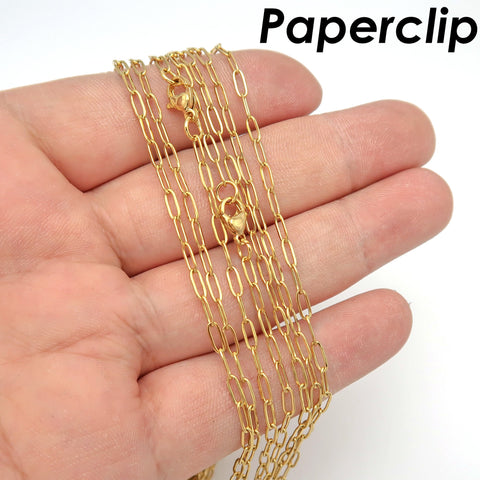 Stainless Steel PaperClip Necklace for Women Men, Paper Clip Chain Gold Silver, Rectangle Link Chain for Jewelry Making