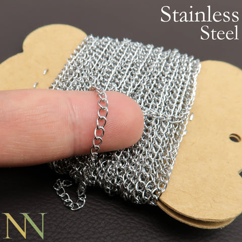 Stainless Steel Extender Chain Bulk Wholesale, Extension Chain Gold Silver Chain Extenders for Necklace Bracelet Jewelry Making