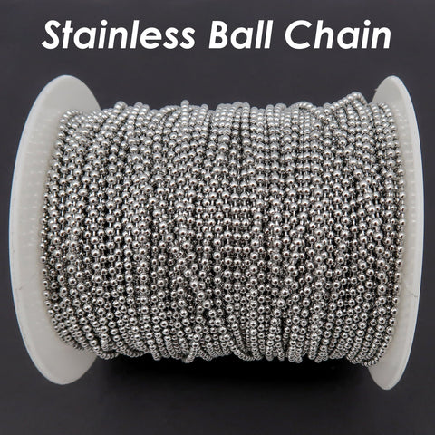 Stainless Steel Ball Chain Gold, Tarnish Free Gold Ball Chain Bulk for Jewelry Making, 1.5mm 2.0mm 2.4mm Bead Chain for Necklace Making