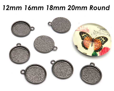 Round Bezel Setting 12mm 16mm 18mm 20mm Round Silver Gold Bronze Copper Pendant Tray Blanks for Glass Cabochon Resin Jewelry Making