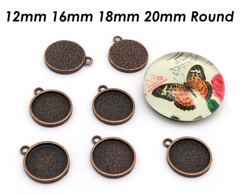 Round Bezel Setting 12mm 16mm 18mm 20mm Round Silver Gold Bronze Copper Pendant Tray Blanks for Glass Cabochon Resin Jewelry Making