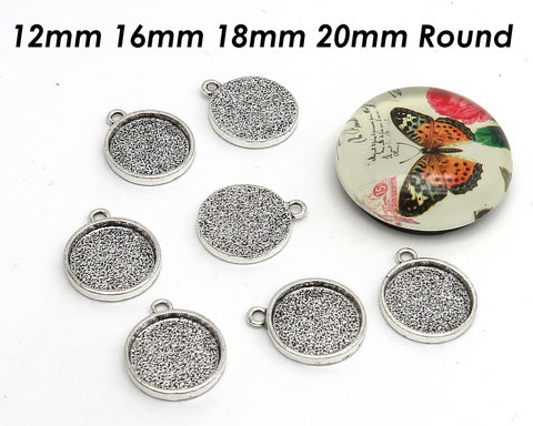 Round Bezel Setting 12mm 16mm 18mm 20mm Round Silver Gold Bronze Copper Pendant Tray Blanks for Glass Cabochon Resin Jewelry Making