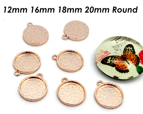 Round Bezel Setting 12mm 16mm 18mm 20mm Round Silver Gold Bronze Copper Pendant Tray Blanks for Glass Cabochon Resin Jewelry Making