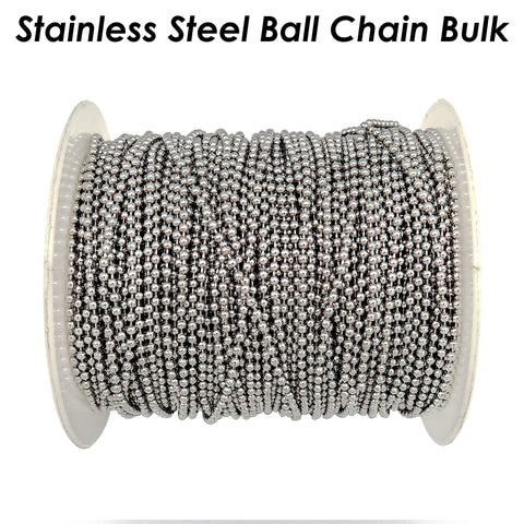 Stainless Steel Ball Chain Gold, Tarnish Free Gold Ball Chain Bulk for Jewelry Making, 1.5mm 2.0mm 2.4mm Bead Chain for Necklace Making