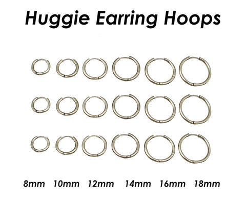 Stainless Steel Huggie Hoop Earrings for Women Men, Surgical Steel Sleeper Earring Hoops Gold Silver Black Hypoallergenic Hooks