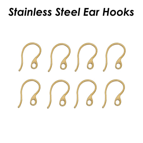 Surgical Steel Earring Hooks, Bulk Wholesale Stainless Steel Ear Wires Gold Silver Hypoallergenic Tarnish Free