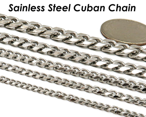 1 Meter Bulk Cuban Chain for Men Women, Stainless Steel Cuban Link Chain, Gold Curb Chain For Choker Necklace Bracelet Anklet Making