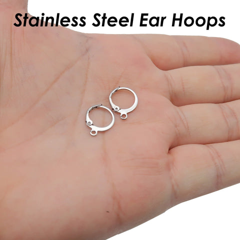 100 x Stainless Steel Earring Hooks Gold & Silver Tone, Hypoallergenic Surgical Steel Ear Hook Hoops, Tarnish Free Ear Wires Bulk Wholesale