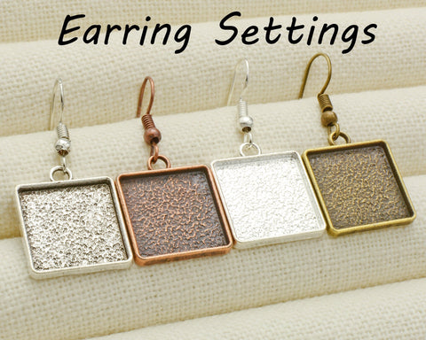 20 PCS x Oval Earring Bezel Setting 10x14mm 13x18mm - Silver Bronze Copper Earring Blanks, Earring Base Earring Tray for Jewelry Making