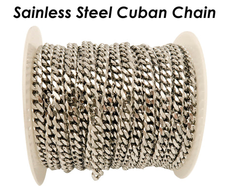 1 Meter Bulk Cuban Chain for Men Women, Stainless Steel Cuban Link Chain, Gold Curb Chain For Choker Necklace Bracelet Anklet Making