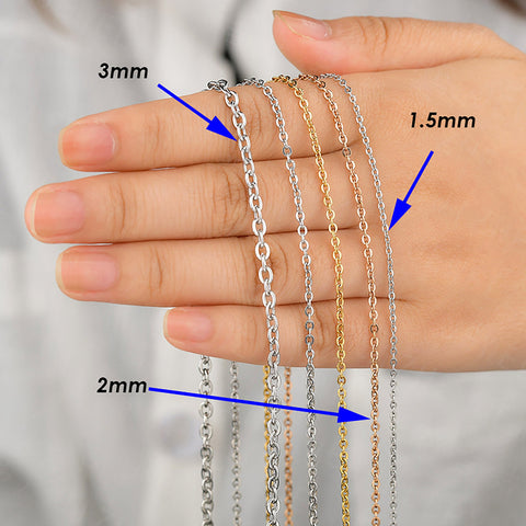 Stainless Steel Necklace Gold Silver for Women, Tarnish Free Link Chain for Women, Cable Chain Rolo Necklace for Jewelry Making