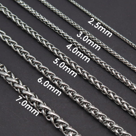 Wheat Chain Gold Silver, Round Franco Chain, Braid Chain, Bulk Stainless Steel Chainfor Jewelry Making or Handbag Chain