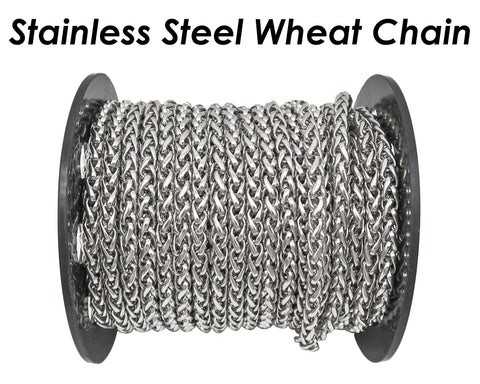 Wheat Chain Gold Silver, Round Franco Chain, Braid Chain, Bulk Stainless Steel Chainfor Jewelry Making or Handbag Chain