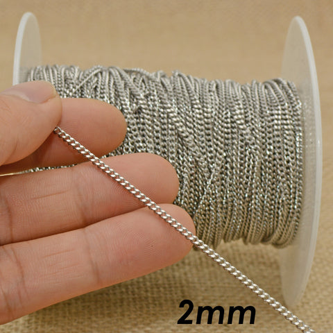 30 Feet Bulk Curb Chain 1.5mm 2mm 3mm Stainless Steel Link Chain Gold Silver by Length Yard Meter for Jewelry making