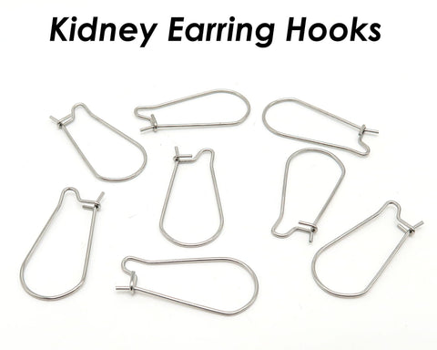 50 PCS - Surgical Stainless Steel Kidney Ear Wires Gold Silver, Kidney Ear Hooks, Bulk Wholesale Earring Findings for Jewelry Making