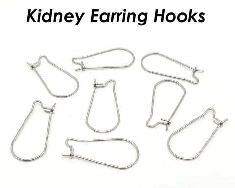 50 PCS - Surgical Stainless Steel Kidney Ear Wires, Kidney Earring Hooks Gold Silver, Bulk Wholesale Earring Findings for Jewelry Making