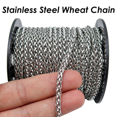 Stainless Steel Wheat Chain Gold Silver, Round Franco Chain, Braid Chain, Handbag Chain, Bulk Stainless Steel Chain for Jewelry Making