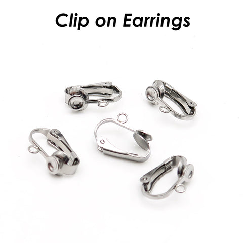 Stainless Steel Clip On Earring Converter with Comfort Pad, NO Pierced Lever Back Earclips, Surgical Earring Findings