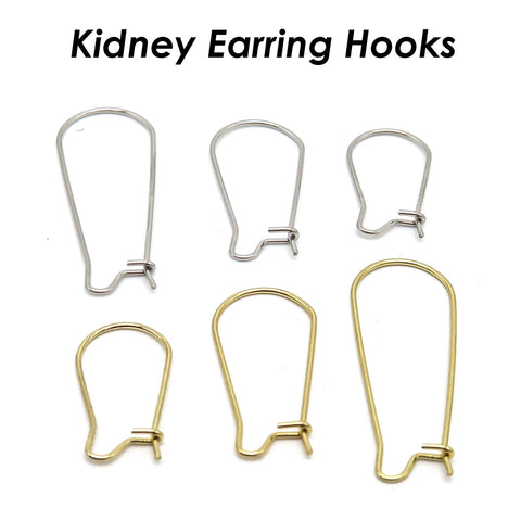 50 PCS - Surgical Stainless Steel Kidney Ear Wires Gold Silver, Kidney Ear Hooks, Bulk Wholesale Earring Findings for Jewelry Making