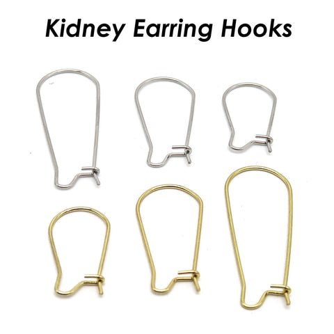 50 PCS - Surgical Stainless Steel Kidney Ear Wires, Kidney Earring Hooks Gold Silver, Bulk Wholesale Earring Findings for Jewelry Making