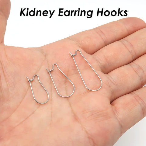 50 PCS - Surgical Stainless Steel Kidney Ear Wires Gold Silver, Kidney Ear Hooks, Bulk Wholesale Earring Findings for Jewelry Making