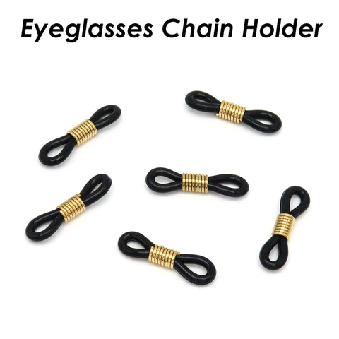 Rubber Glasses Rope Connectors Stainless Steel, Eyeglass Chain Holders, White Black Rubber Connector, Tarnish Free Spectacle Chain Holder