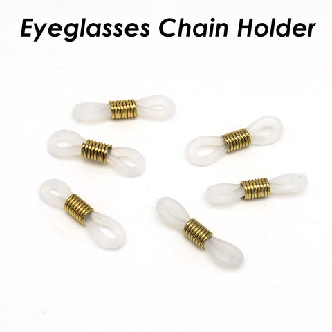 Rubber Glasses Rope Connectors Stainless Steel, Eyeglass Chain Holders, White Black Rubber Connector, Tarnish Free Spectacle Chain Holder