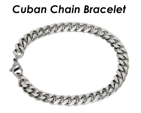 Stainless Steel Cuban Bracelet for Men or Women, Cuban Chain Bracelet, Cuban Link Bracelet, Silver Cuban Chain Necklace, Gift for Him Her