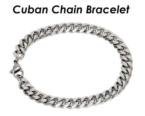 Stainless Steel Cuban Bracelet for Men or Women, Cuban Chain Bracelet, Cuban Link Bracelet,  Silver Cuban Chain Necklace, Gift for Him Her