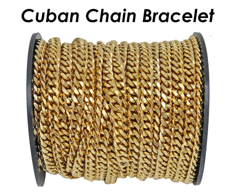 10 Feet - Cuban Link Chain for Men Women Jewelry, Stainless Steel Cuban Chain Gold Silver, Bulk Stainless Steel Chain for Necklace Bracelet