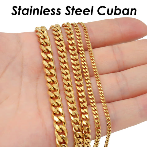 1 Meter Bulk Cuban Chain for Men Women, Stainless Steel Cuban Link Chain For Choker Necklace Bracelet Anklet Making