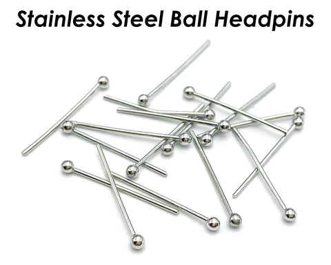 100 - 20/30/40/50mm Ball Headpins Stainless Steel Ball Headpins 21 gauge 24 Gauge for Jewelry Making, Head Pins Wholesale Beading Supplies