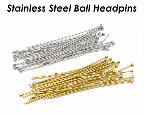 100 - 20/30/40/50mm Ball Headpins Stainless Steel Ball Headpins 21 gauge 24 Gauge for Jewelry Making, Head Pins Wholesale Beading Supplies