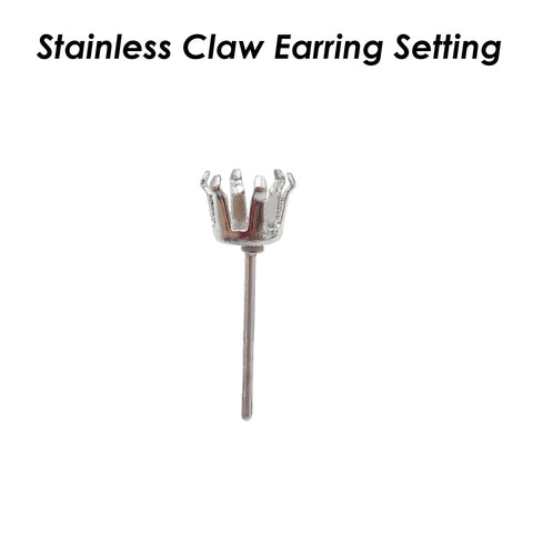 50 x Claw Earring Setting Stainless Steel, Claw Earring Post, Prong Post Earring Stud, Snap Tite Earring Settings Blanks for Rhinestone