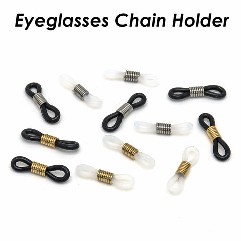 Rubber Glasses Rope Connectors Stainless Steel, Eyeglass Chain Holders, White Black Rubber Connector, Tarnish Free Spectacle Chain Holder