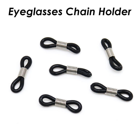 Rubber Glasses Rope Connectors Stainless Steel, Eyeglass Chain Holders, White Black Rubber Connector, Tarnish Free Spectacle Chain Holder