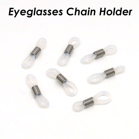 Rubber Glasses Rope Connectors Stainless Steel, Eyeglass Chain Holders, White Black Rubber Connector, Tarnish Free Spectacle Chain Holder