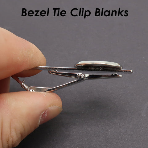 Tie Clip Bezel Blanks, 20mm Round Tie Clip Bezel for Custom Jewelry Making, Tie Clip Bars Tack Clasps for Men