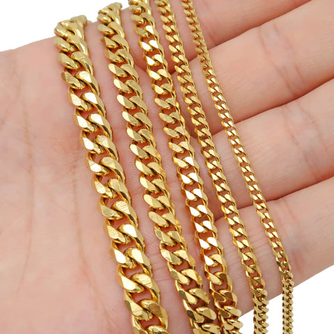 10 Feet - Cuban Link Chain for Men Women Jewelry, Stainless Steel Cuban Chain Gold Silver, Bulk Stainless Steel Chain for Necklace Bracelet