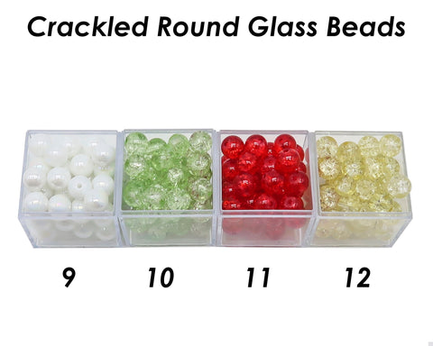 50 PCS - 8mm Crackle Beads, Crackle Glass Beads, Round Crackled Beads, Polished Sparkling Beads for Bracelet Necklace DIY Jewelry Making