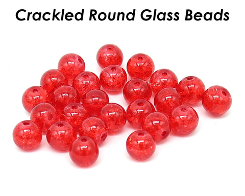50 PCS - 8mm Crackle Beads, Crackle Glass Beads, Round Crackled Beads, Polished Sparkling Beads for Bracelet Necklace DIY Jewelry Making
