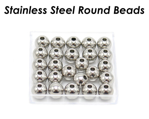 100 x Stainless Steel Round Spacer Beads Gold Plated, 2mm 3mm 4mm 5mm 6mm 8mm 10mm Polished Solid Smooth Seamless Beads for Jewelry Making