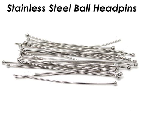 100 - 20/30/40/50mm Ball Headpins Stainless Steel Ball Headpins 21 gauge 24 Gauge for Jewelry Making, Head Pins Wholesale Beading Supplies