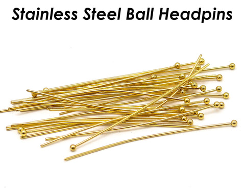 100 - 20/30/40/50mm Ball Headpins Stainless Steel Ball Headpins 21 gauge 24 Gauge for Jewelry Making, Head Pins Wholesale Beading Supplies