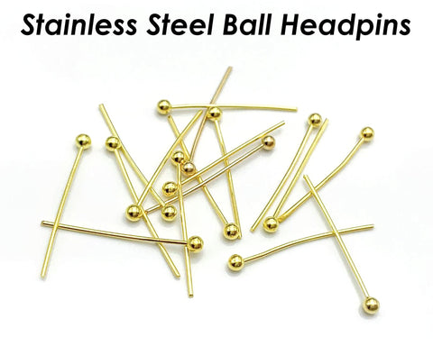 100 - 20/30/40/50mm Ball Headpins Stainless Steel Ball Headpins 21 gauge 24 Gauge for Jewelry Making, Head Pins Wholesale Beading Supplies