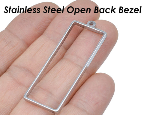 Open Back Bezel Pendant Stainless Steel Geometric Pendant, Diamond Pendant Bezel Setting for Resin Polymer Enamel Jewelry Making